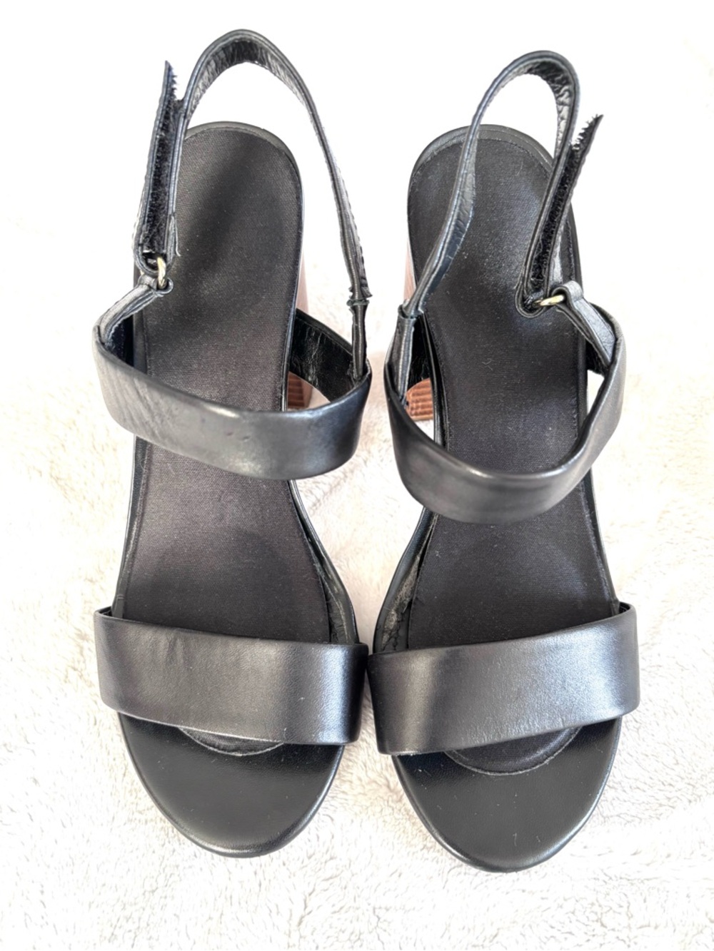 ALDO Black Leather Strappy Block Heel Sandals, Size 6 - Picture 2 of 11